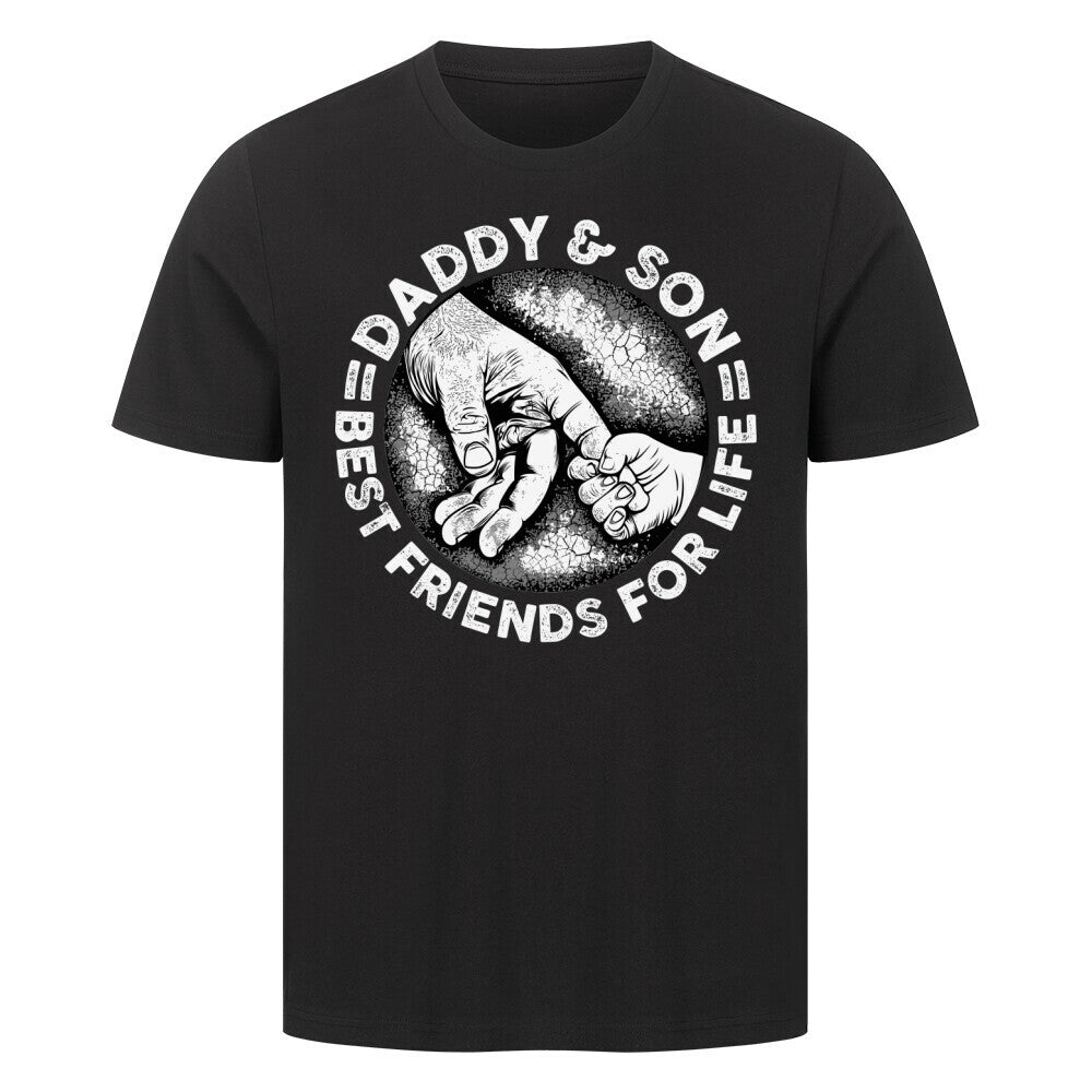Premium T-Shirt Dad and Son with "Daddy & Son Best Friends for Life" design in black.