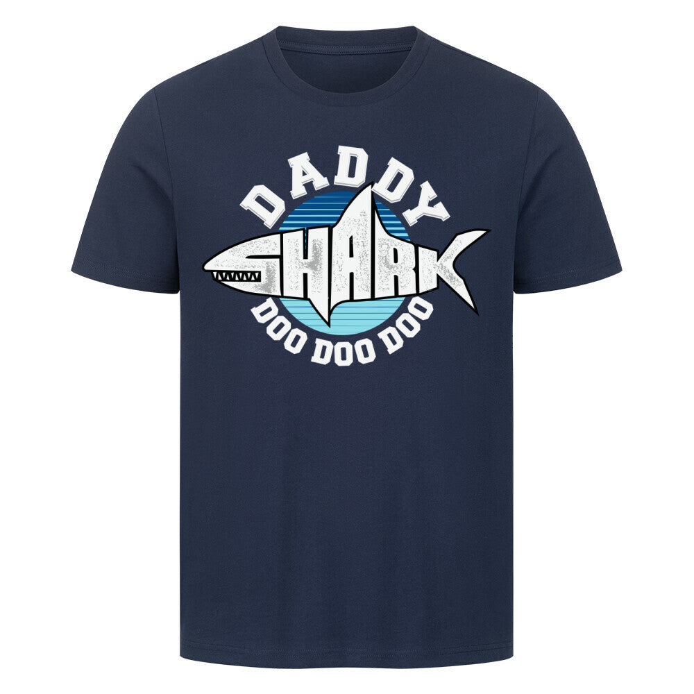 Premium T-Shirt Daddy Shark, cotton, navy blue, Dad collection.