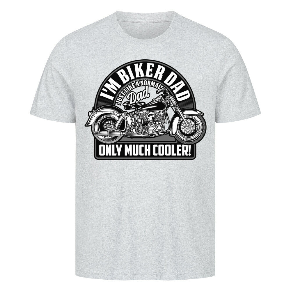 Premium T-Shirt Biker Dad with motorcycle design, 100% cotton, made in Türkiye.