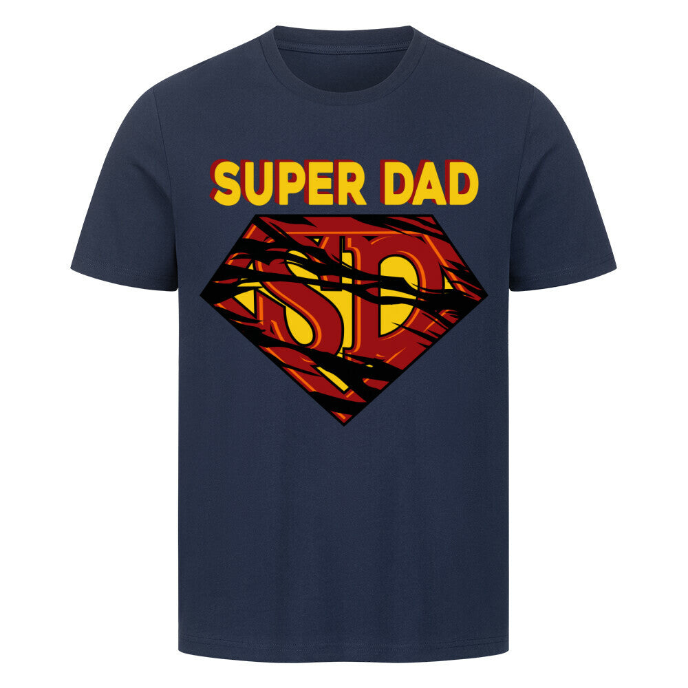 Premium T-Shirt featuring "Super Dad" design, 100% cotton, high-quality fabric.