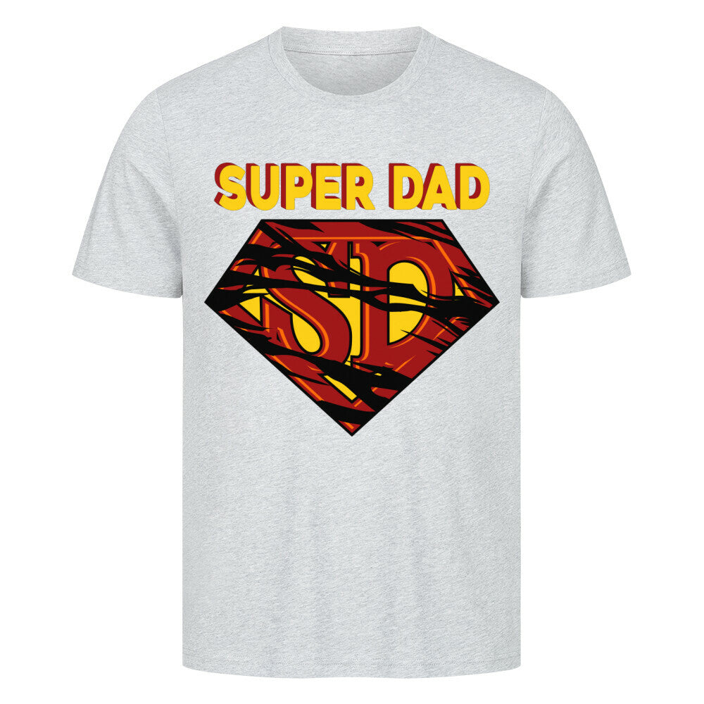 Premium T-Shirt for dads with "Super Dad" design, 100% cotton, high quality.