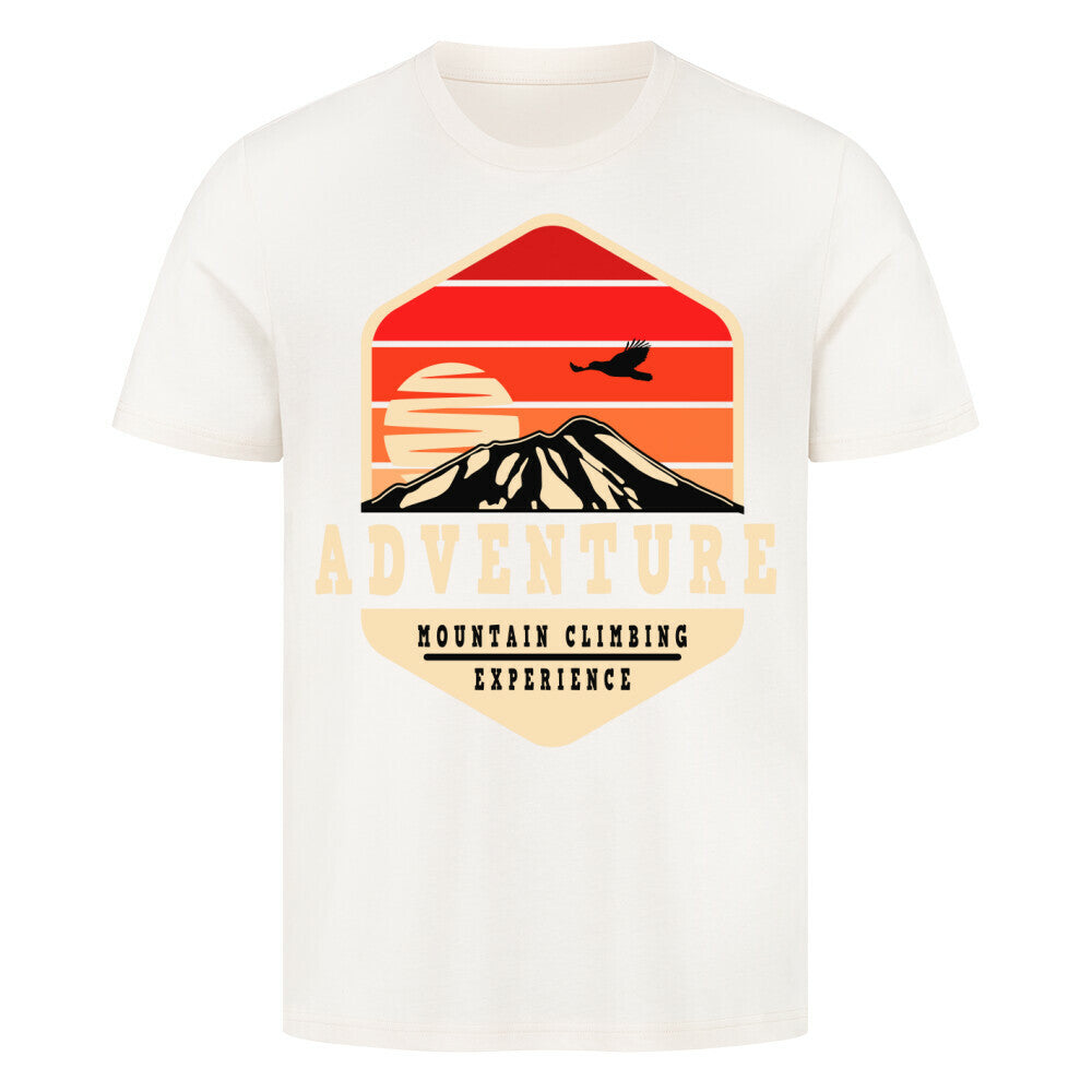 Premium cotton T-shirt with mountain climbing design, Adventure Mountain theme.