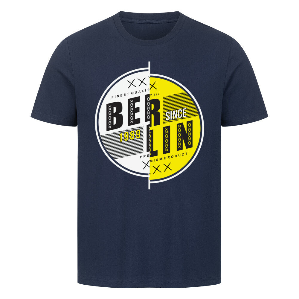 Premium T-Shirt Berlin with graphic design, 100% cotton, navy blue.