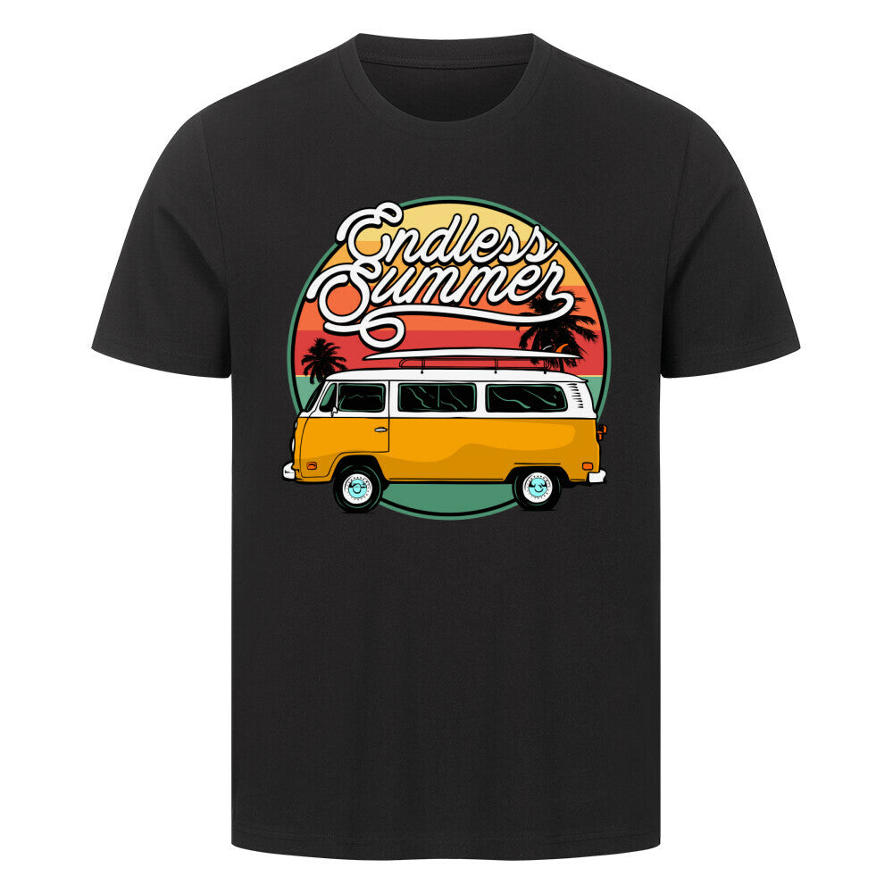 HigherBlanks Premium T-Shirt with "Endless Summer" graphic, made of 100% cotton, in black.