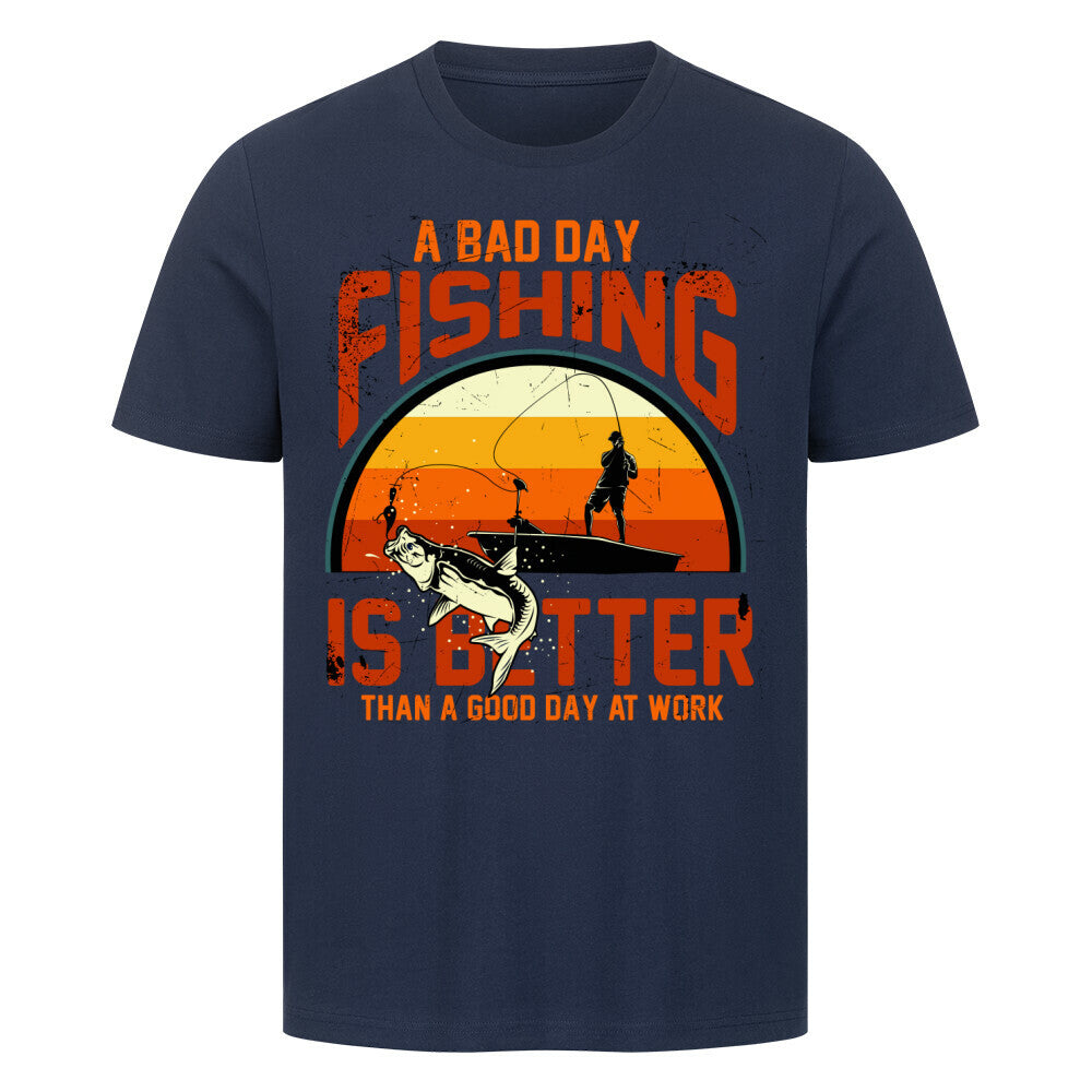 Premium T-Shirt with 'A Bad Day Fishing' graphic design in high-quality cotton.