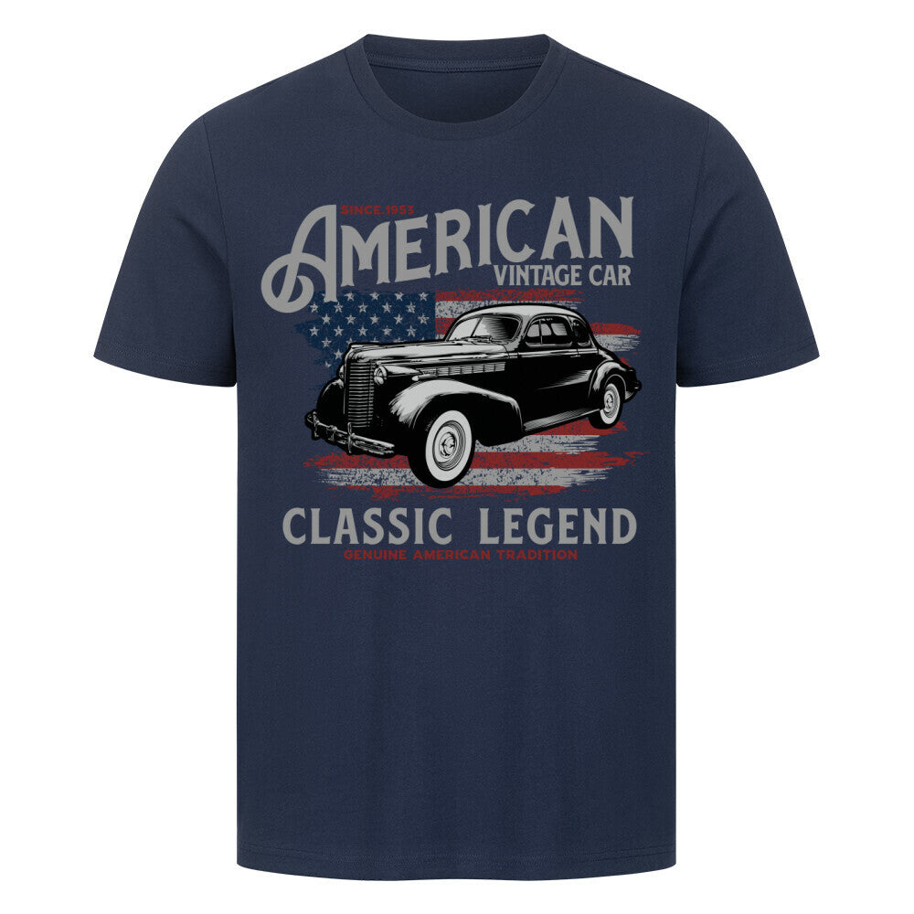 Premium T-shirt featuring an American vintage car design, classic legend print.