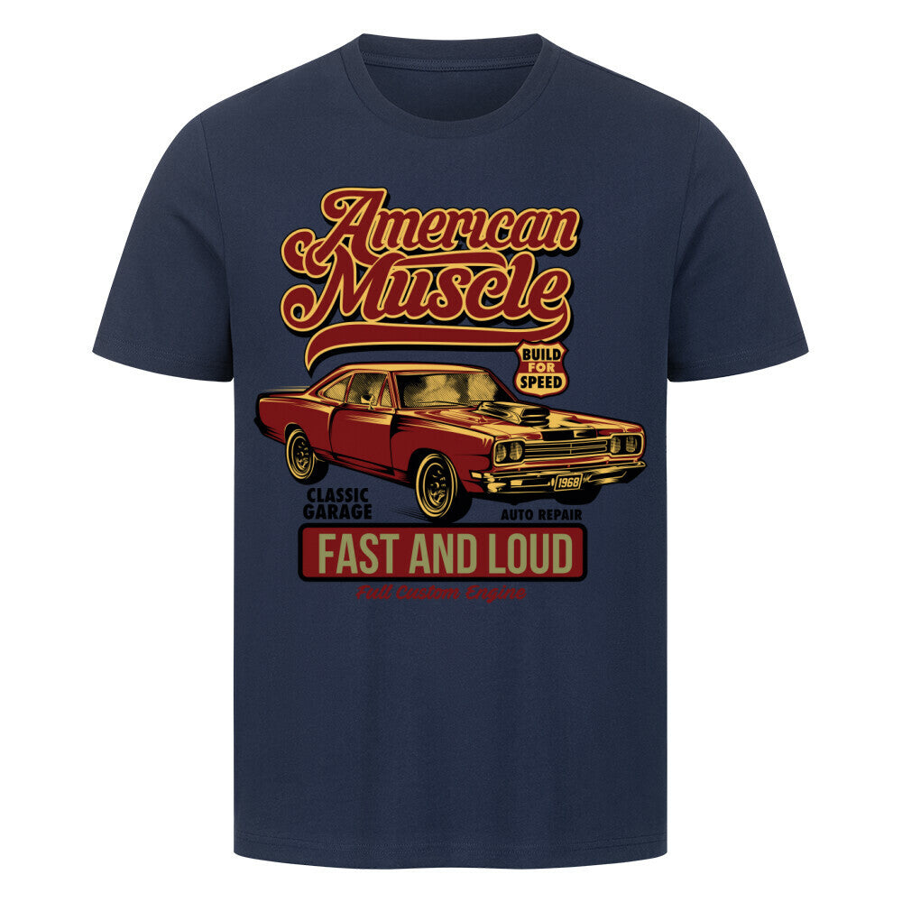 Premium T-shirt featuring an American muscle car design.