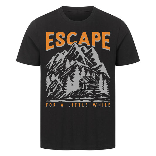 Premium T-Shirt with mountain design and "Escape for a little While" text.