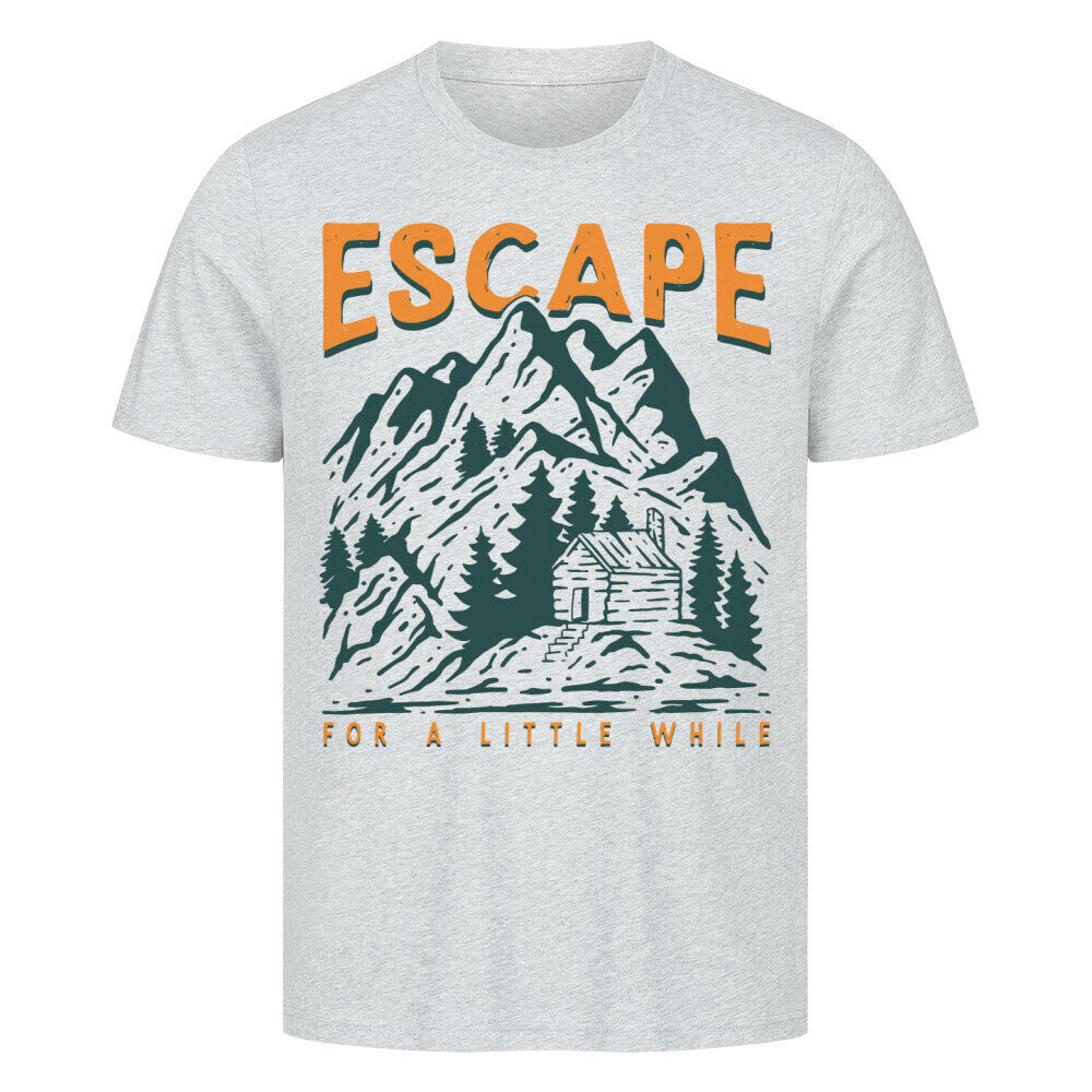 Premium T-Shirt "Escape for a Little While" with mountain and forest design.