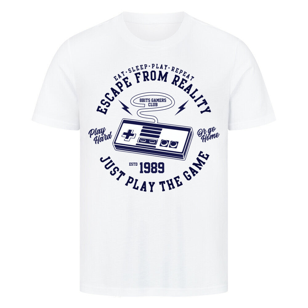 Premium T-Shirt Old School Gamer 1989 design, white, 100% cotton.