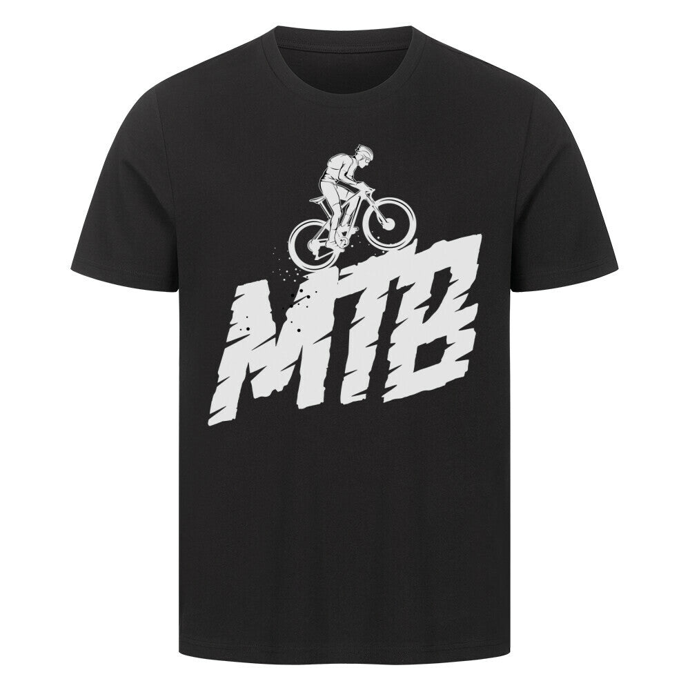 Premium MTB T-Shirt, black, high-quality cotton, normal fit, cyclist design.