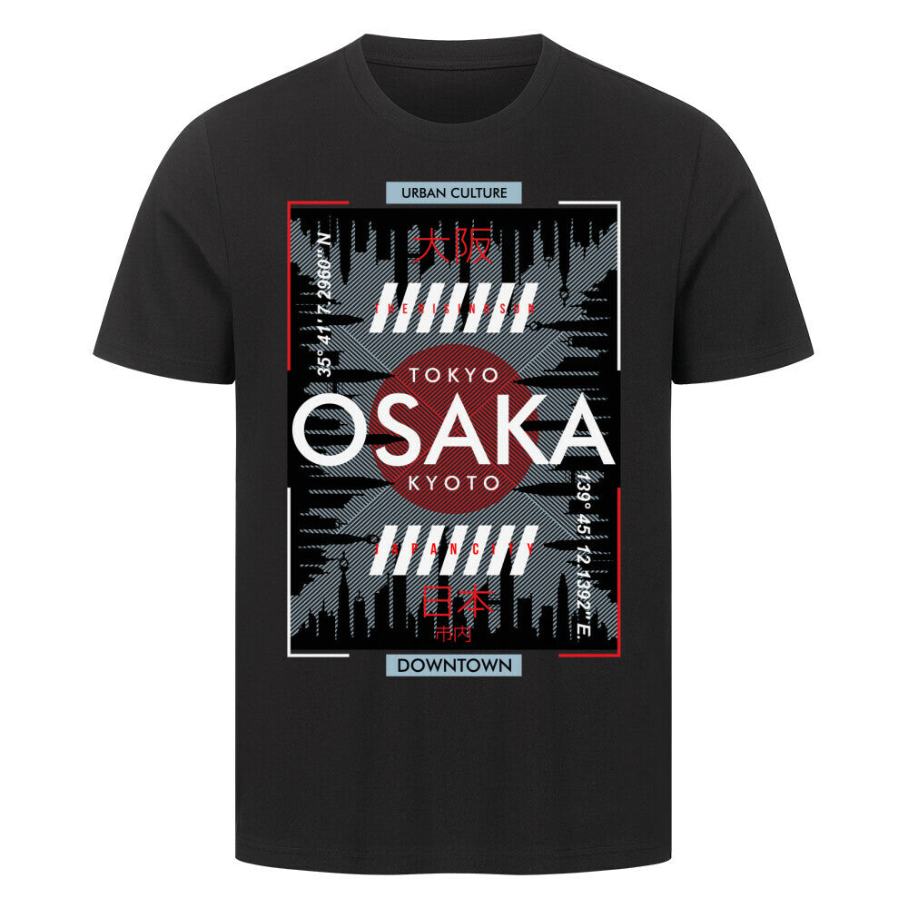 Premium black T-shirt featuring Japan Osaka Tokyo Kyoto design.