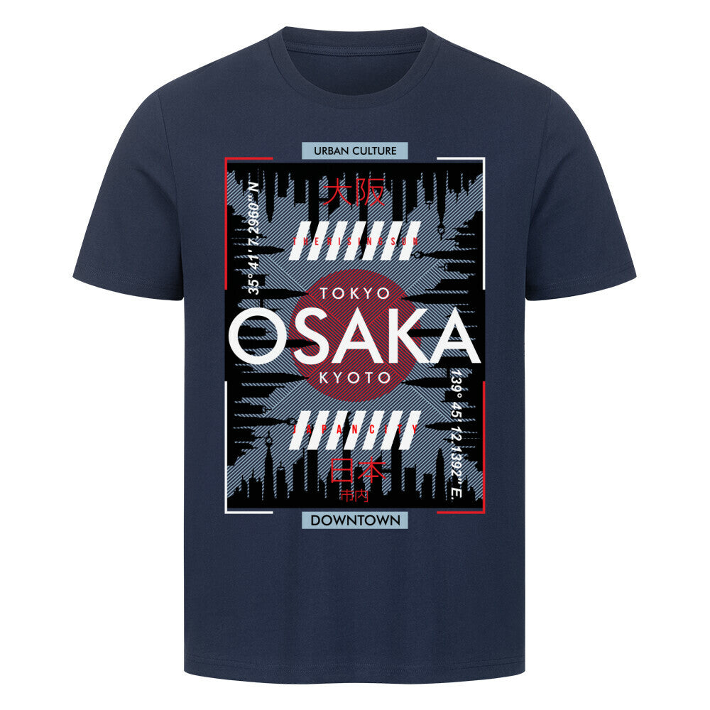 Premium T-Shirt Japan Osaka design, 100% cotton, navy color.