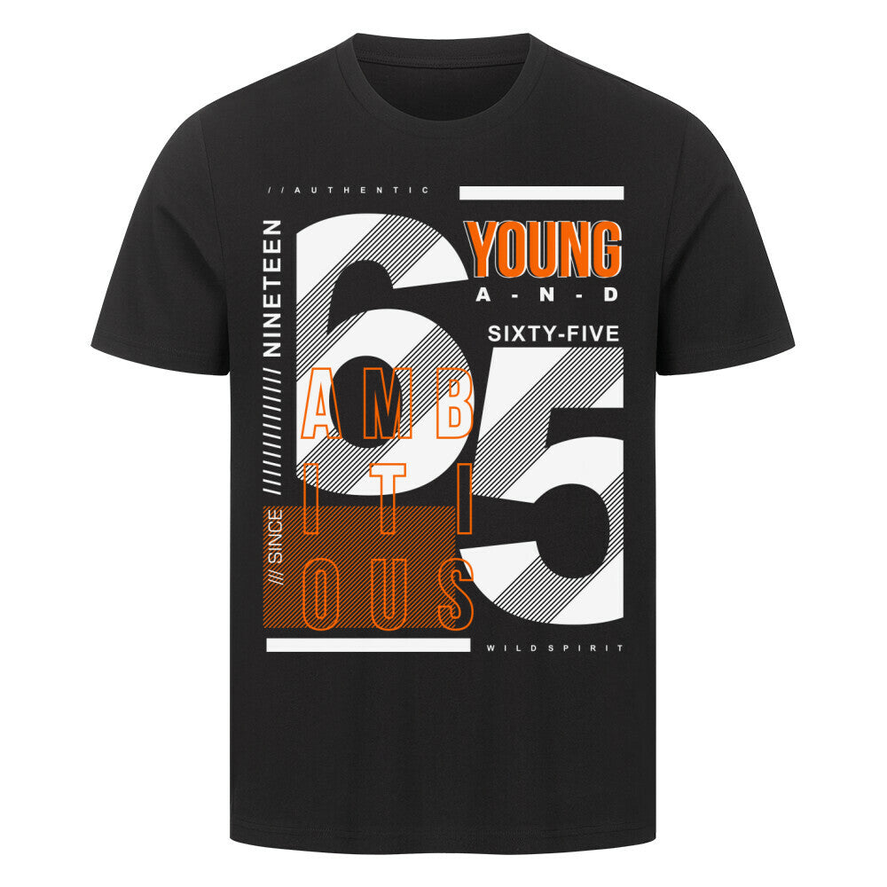 Premium black T-shirt with "Since 1965 AMBITIOUS" design, 100% cotton, made in Türkiye.