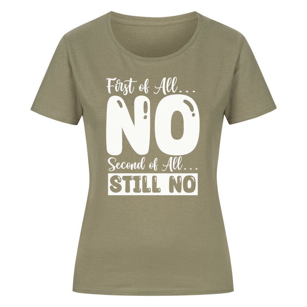 Classic organic women's shirt with text, short sleeve, round neck.
