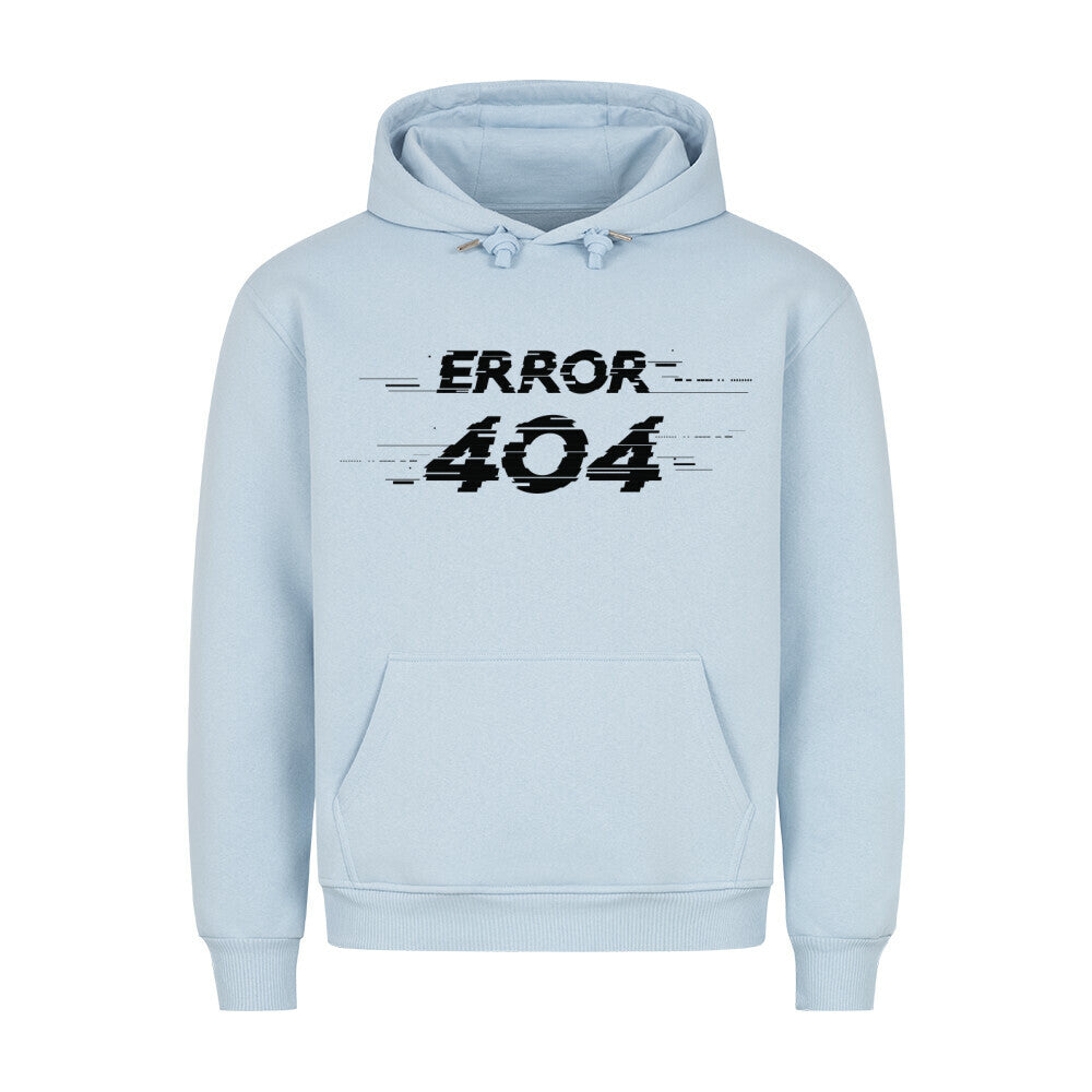 HigherBlanks Premium Hoodie Error 404 in light blue with front pocket and hood.