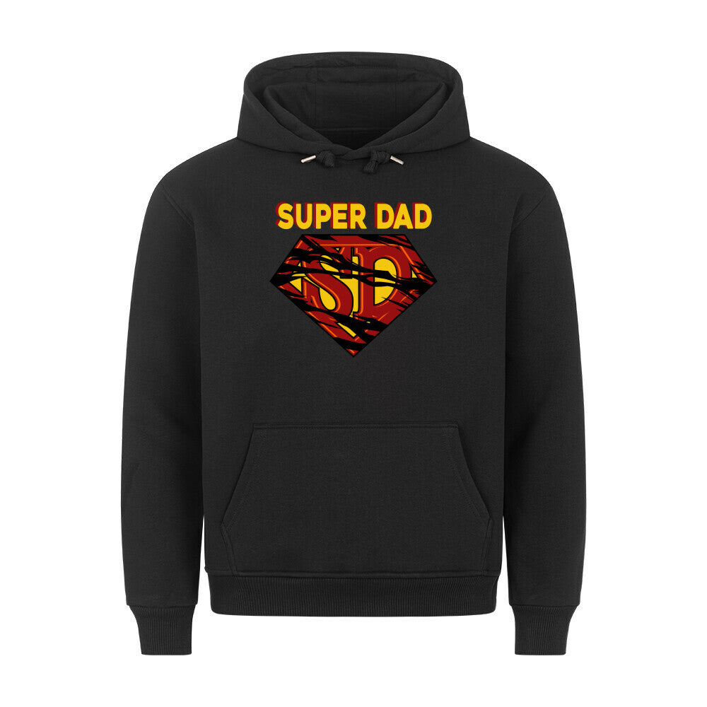 HigherBlanks Premium Hoodie with "Super Dad" design in black.