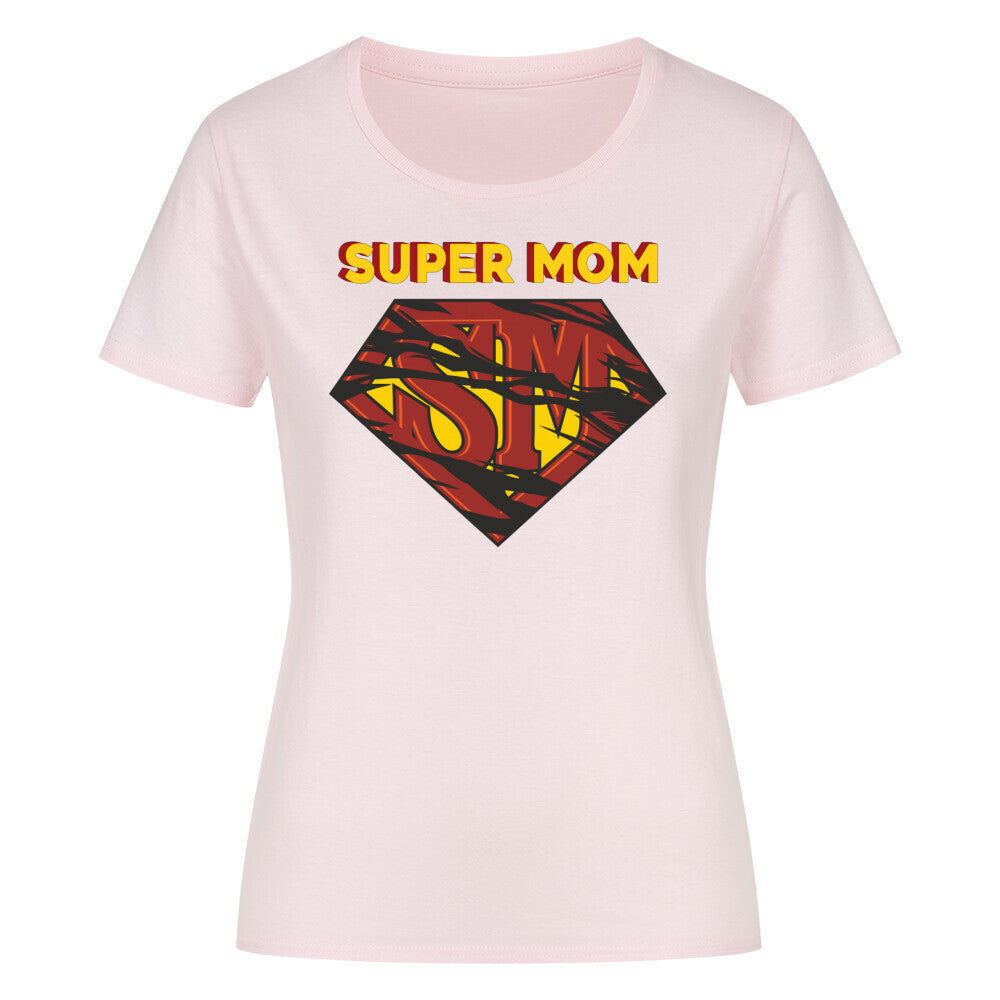 Damen-T-Shirt aus Bio-Baumwolle mit "Super Mom" Aufdruck, normale Passform.
