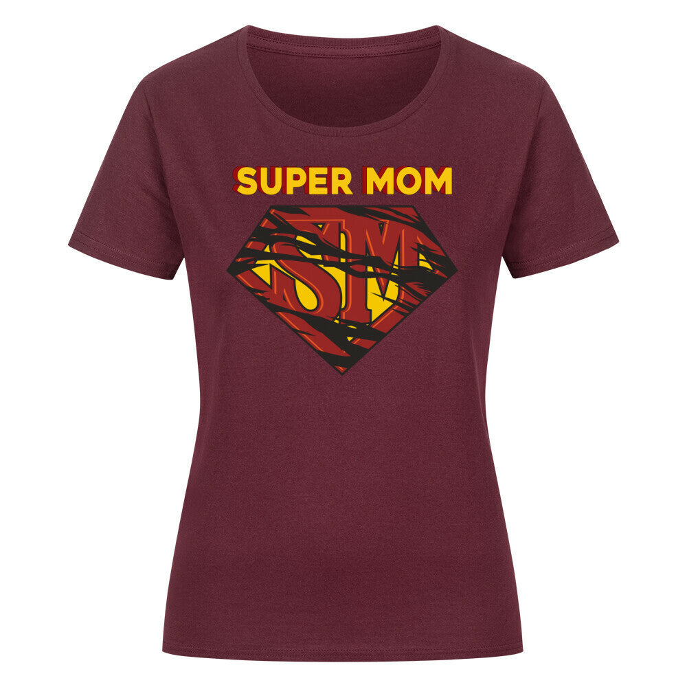Klassisches Damen-T-Shirt aus Bio-Baumwolle mit "Super Mom" Design.