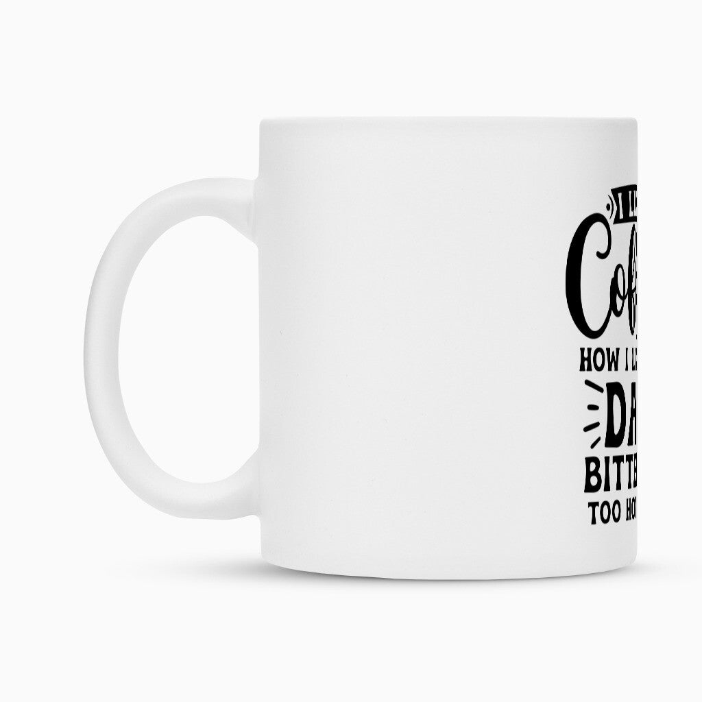 Klassische Tasse für Heißgetränke jeder Art.
• Sublimationstasse mit Duraglaze®-Beschichtung
• Keramik
• Matt-weiß
Handspülung empfohlen. Geschirrspülmaschinen könTasse Dark and Hot