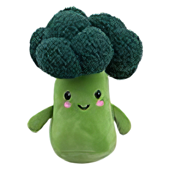 Wir präsentieren das Softlings Veggie-Plüschtier von www.buyon.at, eine süße und knuddelige 16 cm große Brokkoli-Figur für Ihre Kleinen. Mit einem lächelnden Gesicht, leuchtend rosa Wangen und einem hellgrünen Körper mit strukturierten, dunkelgrünen Röschen ist diese entzückende Plüschfigur perfekt für jede Spielküche.